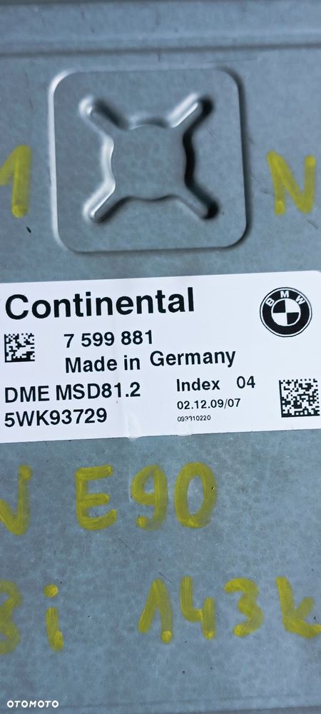 BMW E90 STEROWNIK SILNIKA LICZNIK STACYJKA ZESTAW STARTOWY N43 7599881 - 3