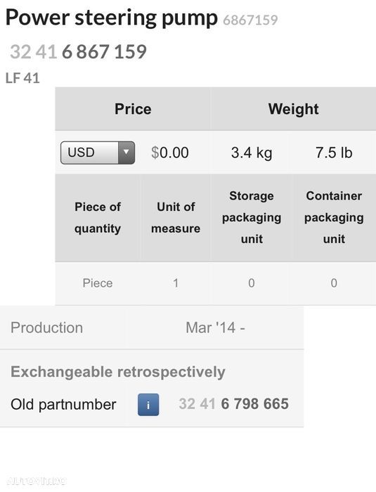 Pompa hidraulica servo directie bmw seria 5 6 7 F01 F10 F06 530xd 730d - 4