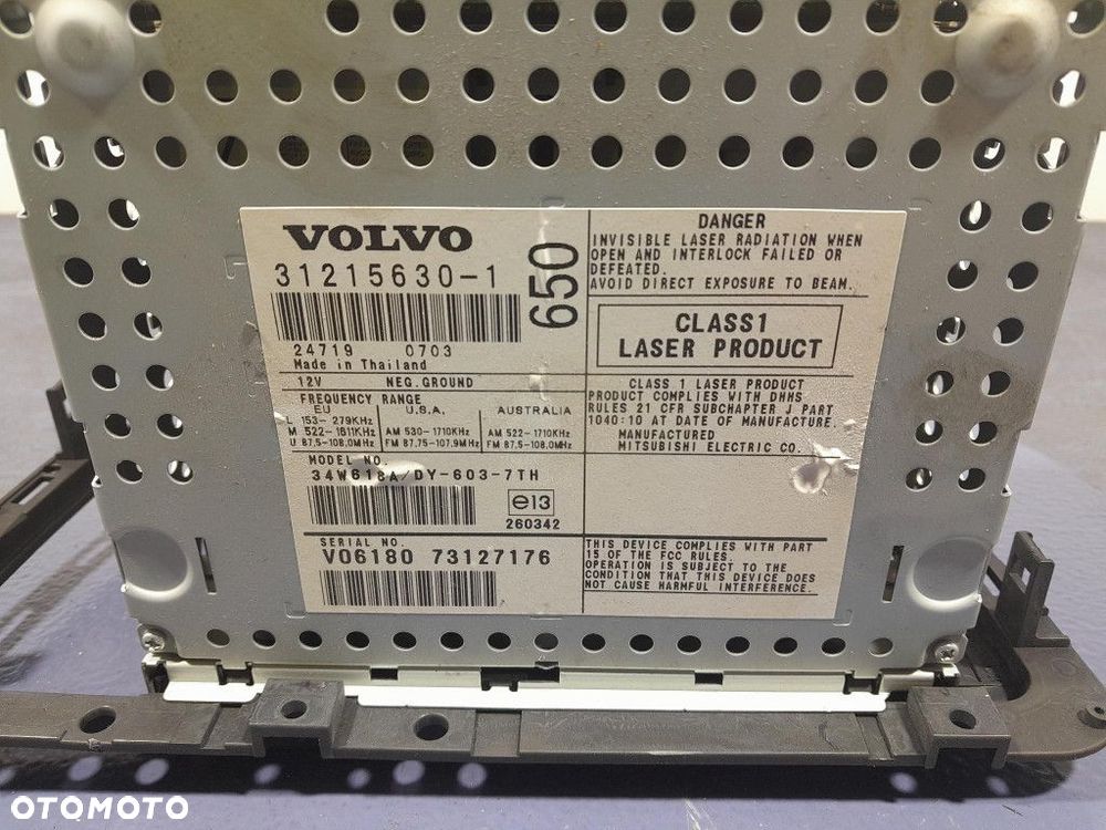 VOLVO S60 I LIFT RADIO RADIOODTWARZACZ CD HU-650 31215630 - 5