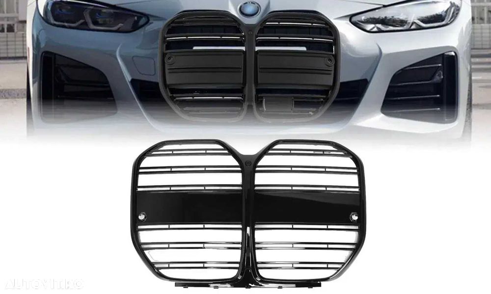 Grila Dubla Grile Nari Duble M Sport BMW G26 Grand Coupe, Negru Lucios - 5