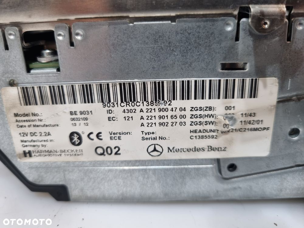 MERCEDES W221 LIFT RADIO ZMIENIARKA COMAND A2219004704 - 6