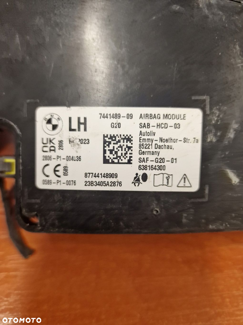 PODUSZKA FOTELA AIRBAG LEWA 7441489 LUB PRAWA 7441490 BMW G26 G20 - 2