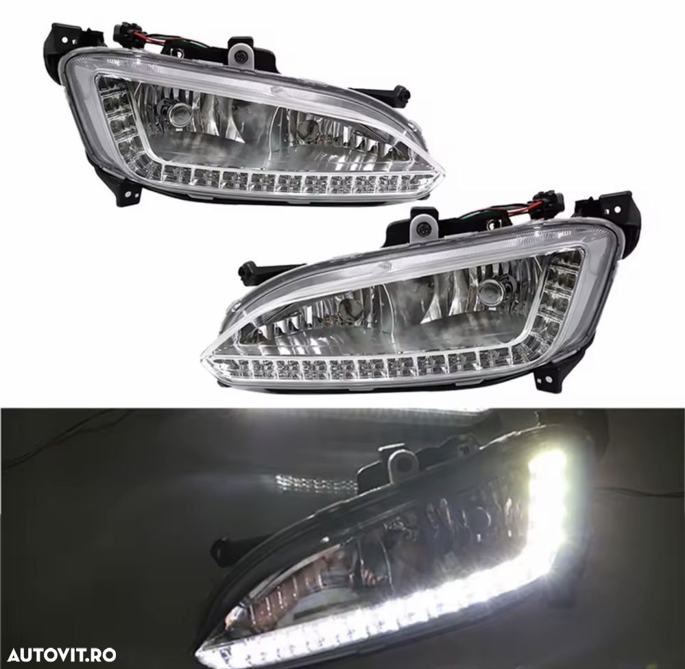 Lampa Lampi Lumina Lumini De Zi Proiector Far Ceata LED DRL Daytime Hyundai Santa Fe 3 2012-2016 - 3