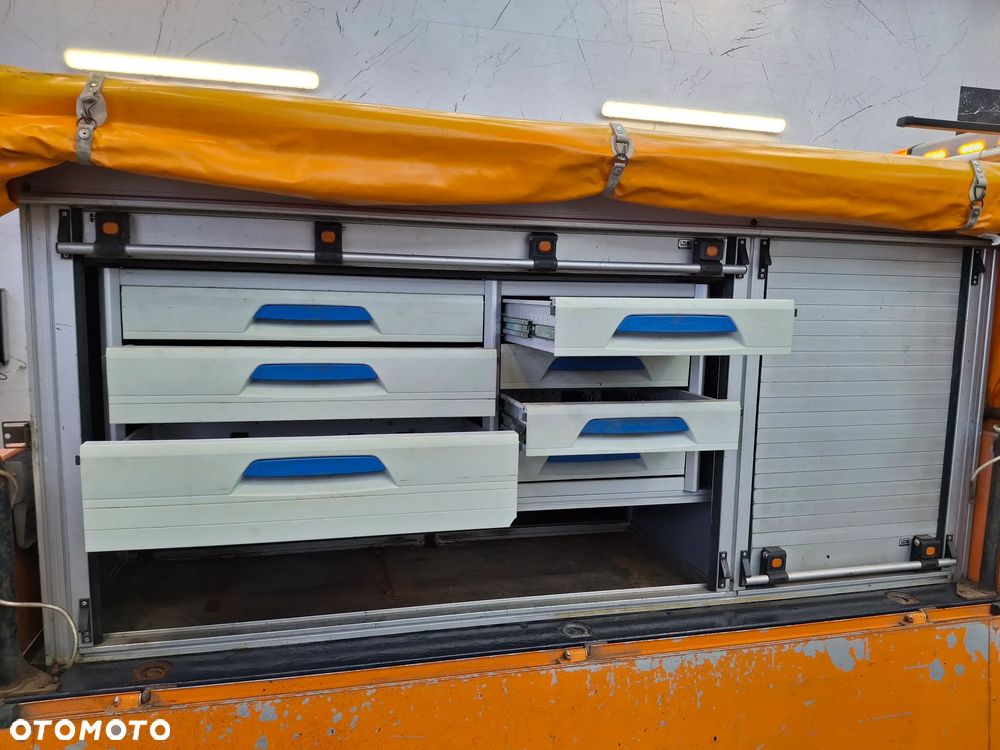 Volkswagen Transporter T5 Lift Doka Brygadówka Serwisowy Drogowy Półki Szuflady Warsztat Auto Warsztat Służba Drogowa Pomarańczowy Mobilny Serwis - 4