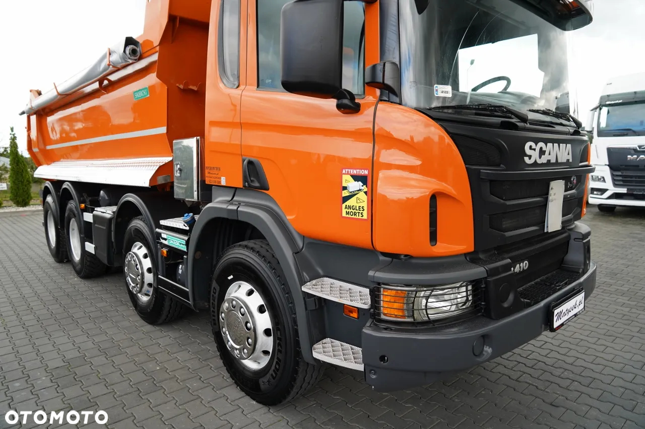 Scania P 410 / 8x4 / WYWROTKA TYLNOZSYPOWA / 21 TON ŁADOWNOŚCI / OPONY 100% - 12