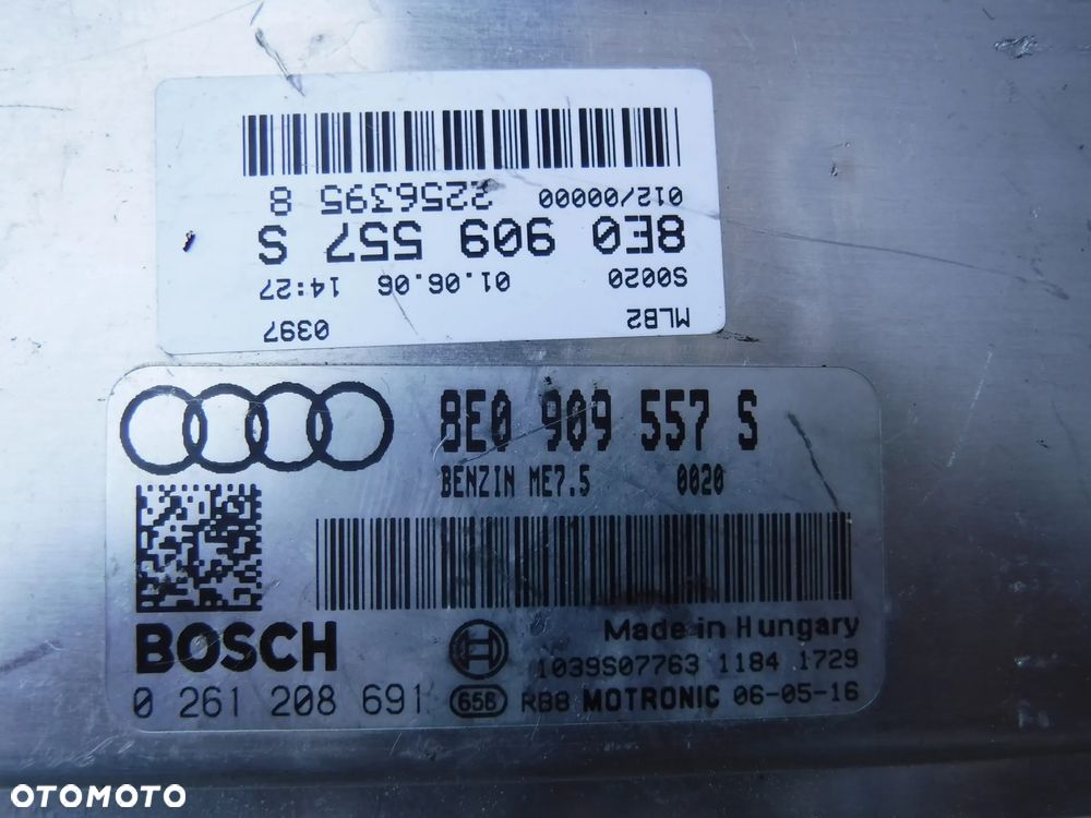 AUDI A4 B7 2.0 BENZYNA KOMPUTER STEROWNIK SILNIKA 8E0909557S ORYGINAŁ - 2