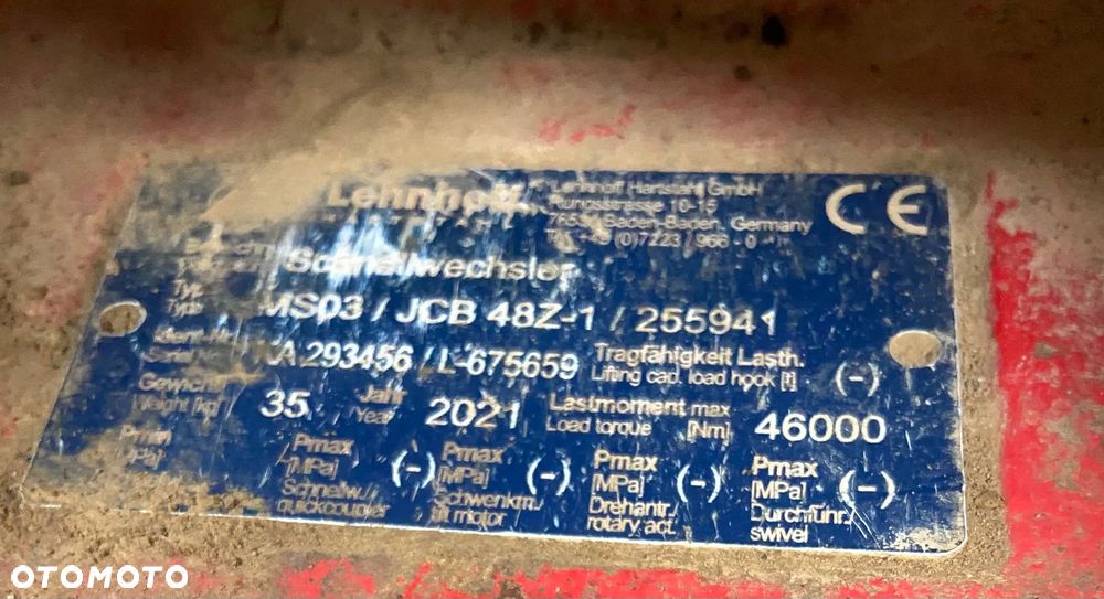Używane oryginalne szybkozłącze Lehnhoff Ms03 / góra  JCB 48 z1 - 3