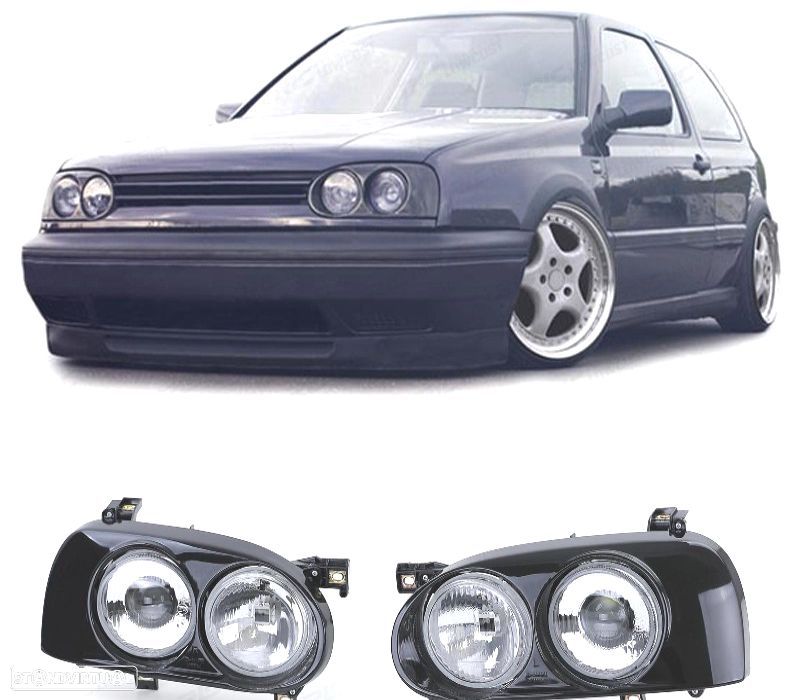 FARÓIS DUPLOS VOLKSWAGEN VW GOLF 3 PRETO - 1