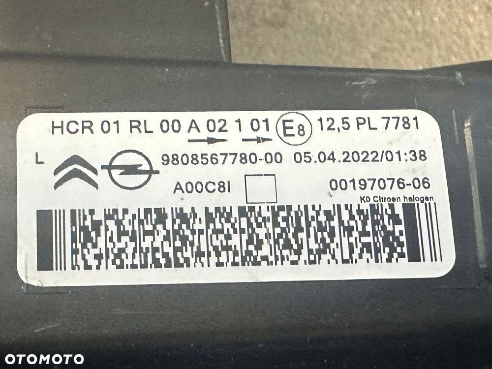 lewa lampa przód reflektor citroen jumpy spacetourer 9808567780 - 8