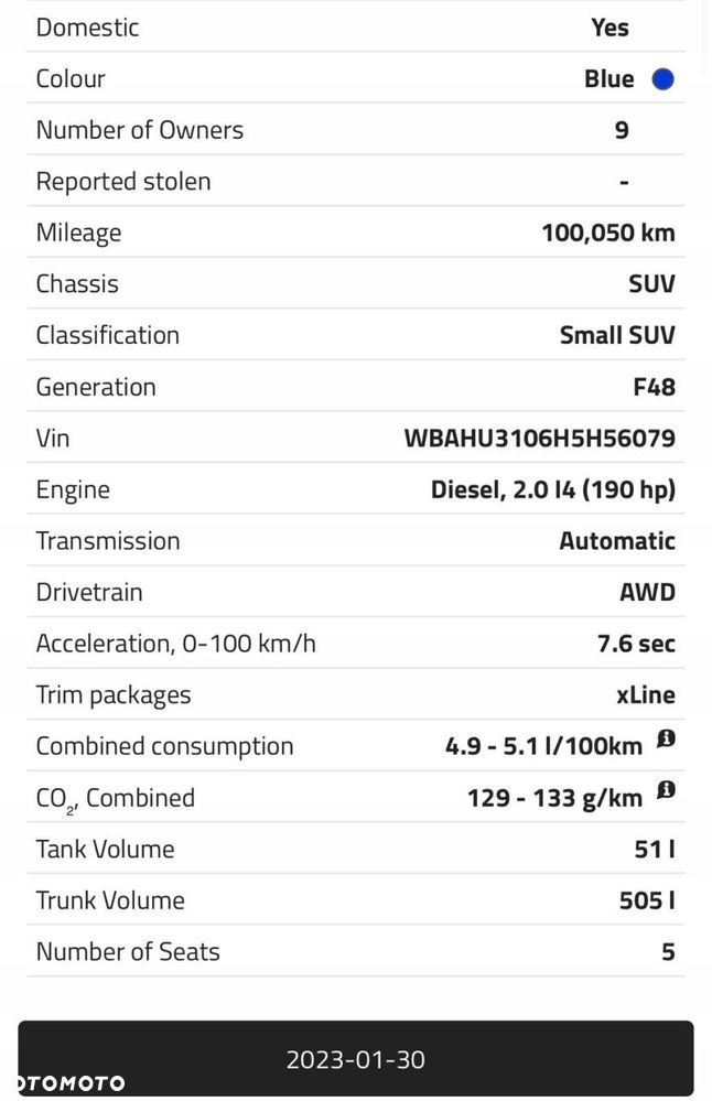 SILNIK BMW X2 F39 2.0 D DIESEL 190KM udokumentowane 100tyś B47C20A - 2