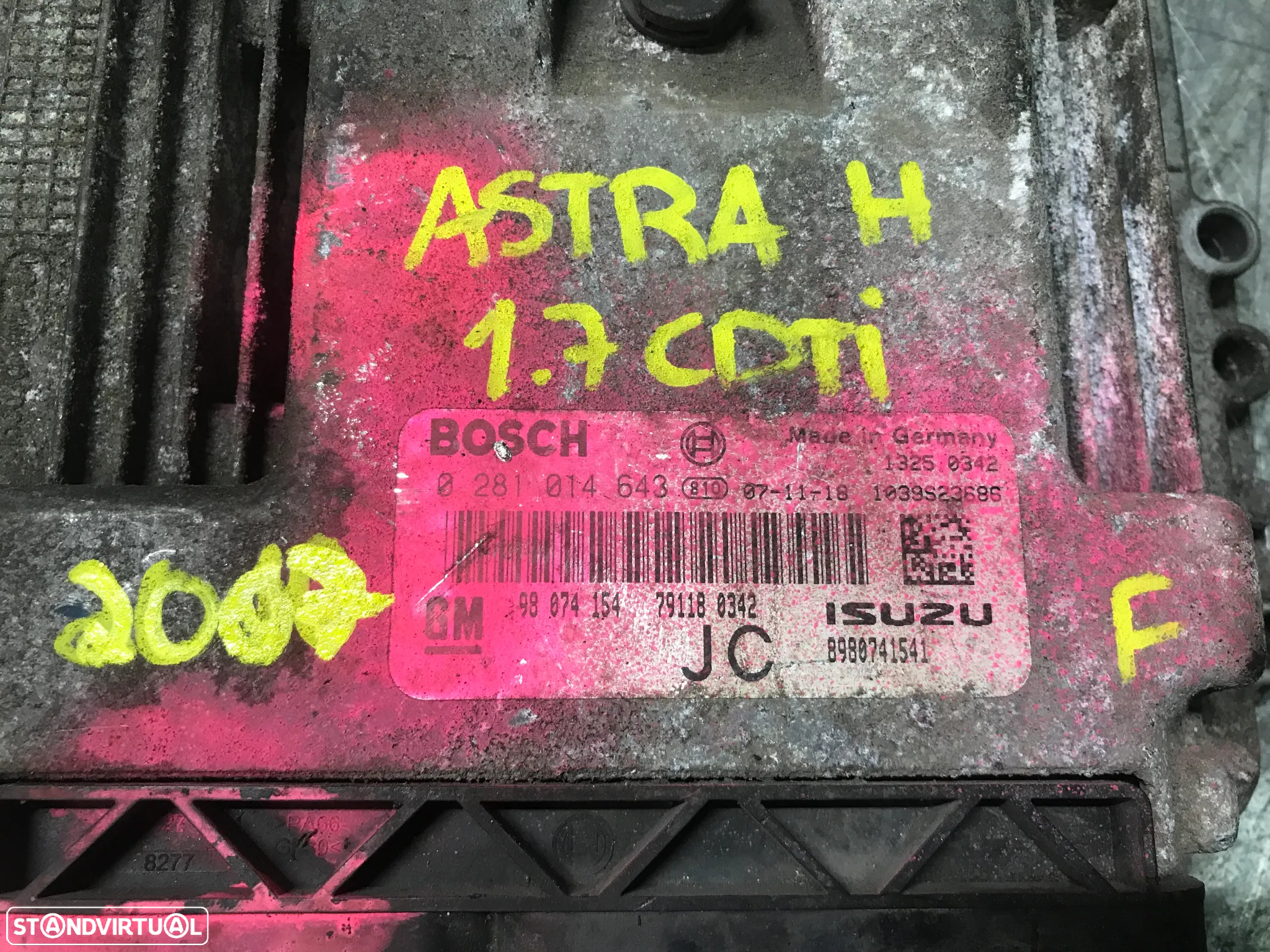 CENTRALINA DO MOTOR OPEL ASTRA H 17CDTI REF 0281014643 98074154 - 2