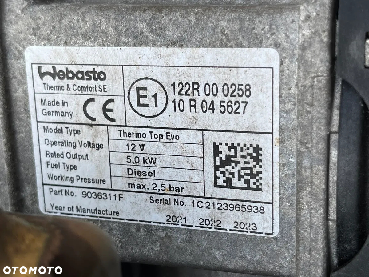 DOGRZEWACZ 5KW 12V THERMO TOP EVO WEBASTO OGRZEWANIE POSTOJOWE VW T6.1 LIFT CALIFORNIA CARAVELLE MULTIVAN TRANSPORTER 7LA815071B  EU - 6