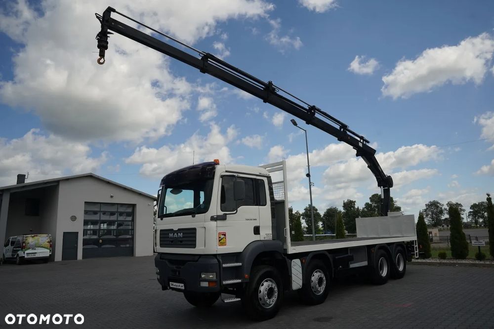 MAN TGA 35.360 /  PLATFORMA 8x4 + HDS HIAB 166 D-4 / MAX UDŹWIG: 4 600 KG /  ROTATOR / PILOT - 3