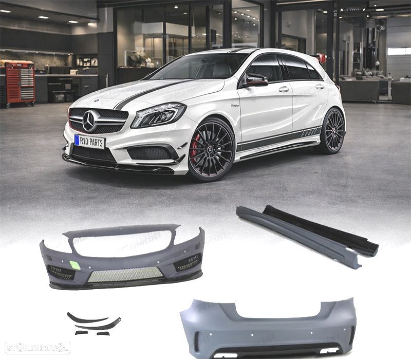 KIT CARROÇARIA MERCEDES CLASE A W176 LOOK AMG A45 PDC + LAVA-FARÓIS - 1