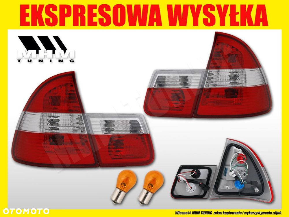 lampy tynel kpl 4szt żarówkowe biało czerwone bmw 3 e46 kombi turing 1998- - 3