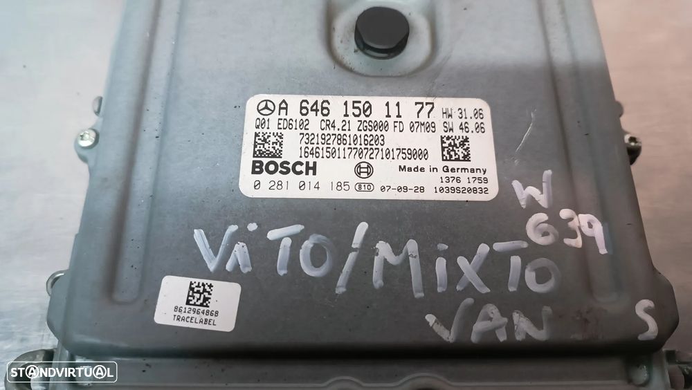 UNIDADE / CENTRALINA DO MOTOR MERCEDES VITO W639 A6461501177 ED6102 CR4.21 0281014185 - 2