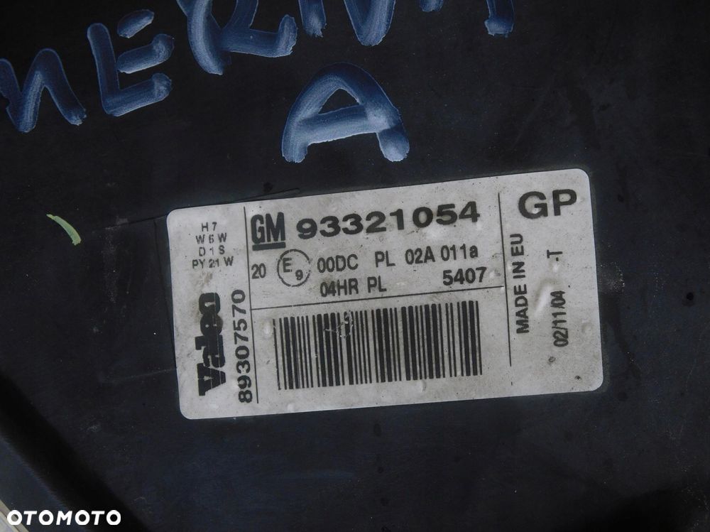 93321054 93321055 Lampa Lampy Przód Xenon Opel Meriva A - 4