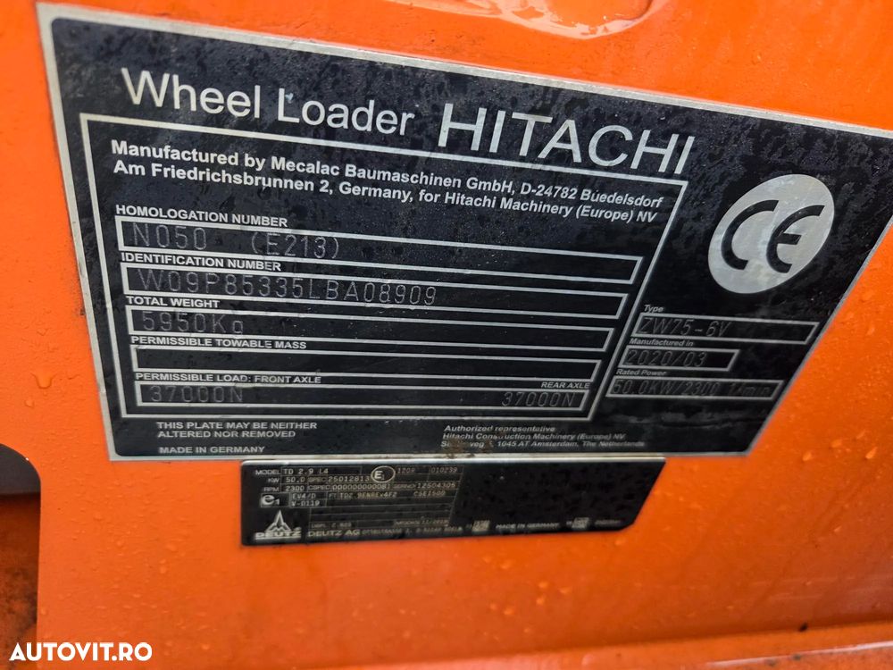 Hitachi ZW75, 2020, 1.915h, ridica 2,4t la 3,2m, CUPA 4x1 MULTIFUNTIONALA 1mc, cupa noua 1mc, furci, cupla rapida, aer conditiona, motor Deutz 75CP euro 6, Garda sol inalta 32cm, produs in Germania, STARE FOARTE BUNA, posibil leasing 4 ani-PROMOTIE 37.900eur - 19