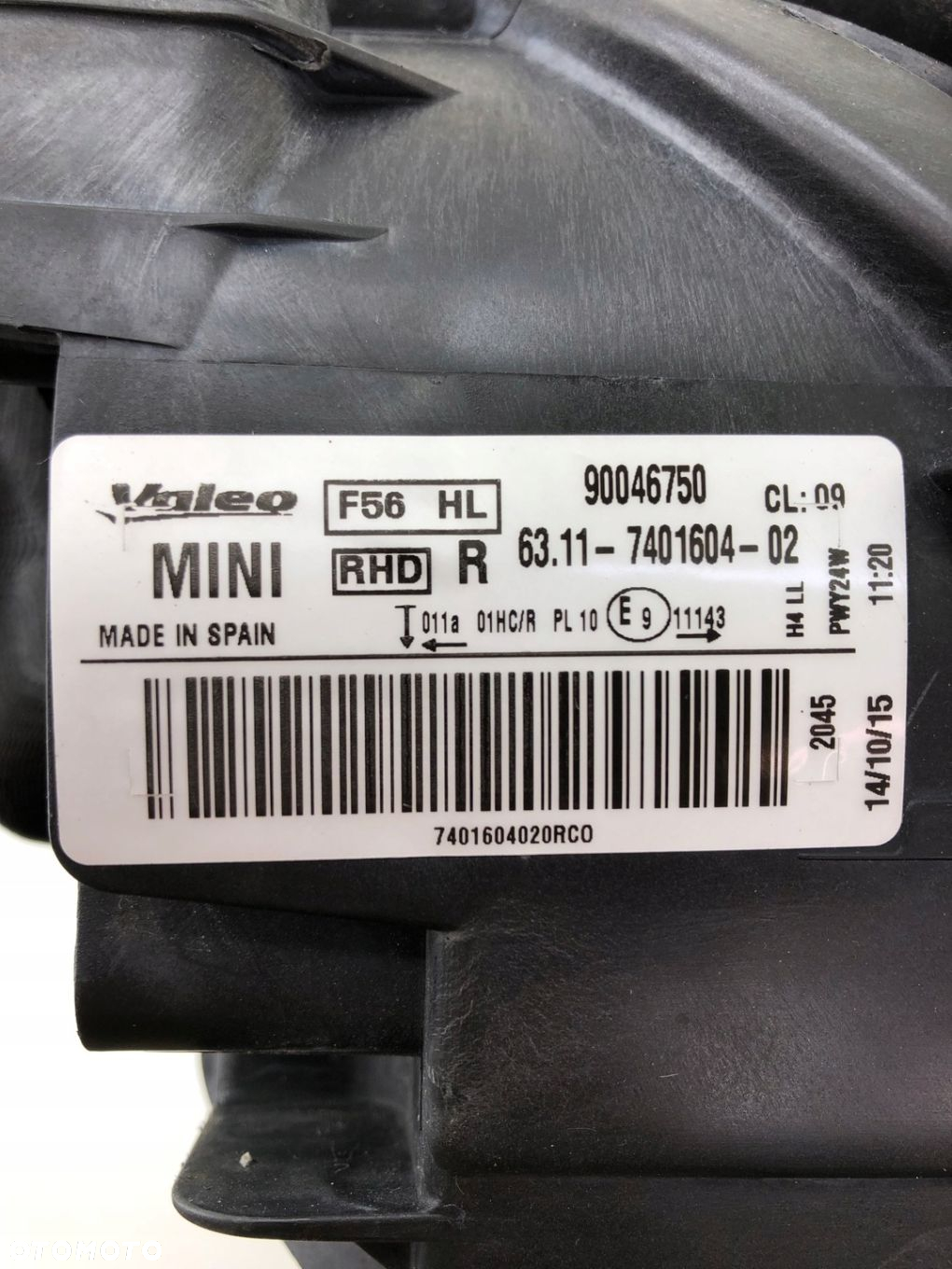 MINI F55 F56 F57 PRAWA LAMPA PRZÓD KOMPLETNA ANGLIK 7401604 - 9