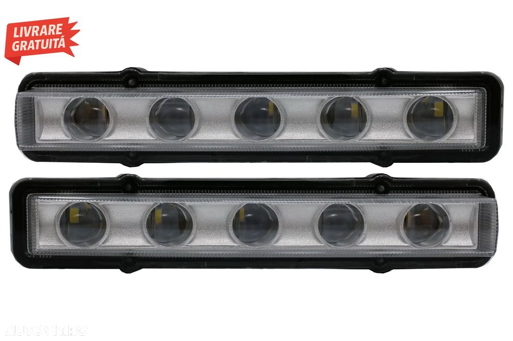 Carcasa faruri Alb cu Lumini de zi dedicate LED DRL Mercedes G-class W463 (1989-20- livrare gratuita - 11