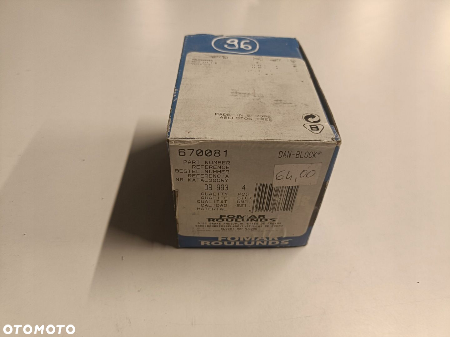VW Golf III Vento PRZEDNIE KLOCKI HAMULCOWE przód 670081 - 2