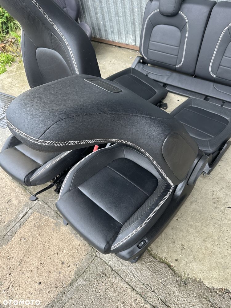 Smart 453 Brabus twingo 3  fotel grzany skórzany  biała nić  oparcie iso fix air bag grzany kanapa tył - 5