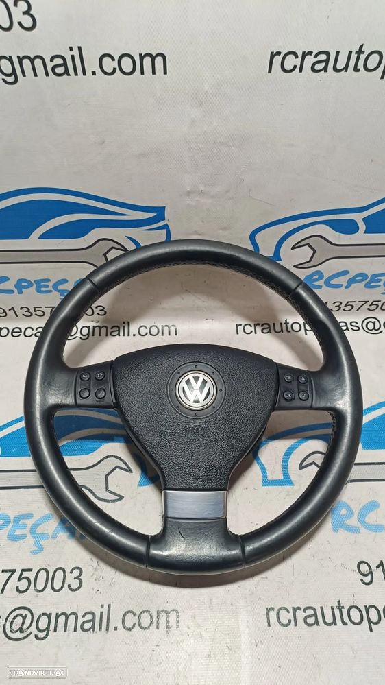 VOLANTE GUIADOR COMPLETO VW VOLKSWAGEN GOLF V 5 MK5 1K0419091AE 1K0419091 GOLF PLUS EOS PELE AIRBAG COMANDOS MULTIFUNÇÕES CONTROLO - 7