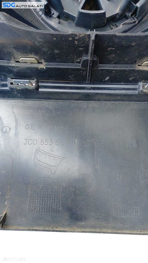 Grila Centrala cu Emblema Sigla de pe Bara Spoiler Fata Volkswagen Passat B6 2005 - 2010 Cod 3C0853651AD 3C0853651AF [M7991] - 4