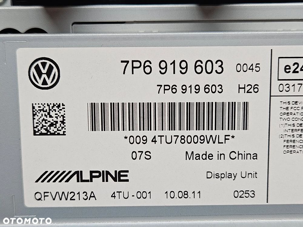 VW TOUAREG 7P 10-18R EKRAN RADIO NAWIGACJA PANEL 7P6919603 ALPINE - 5