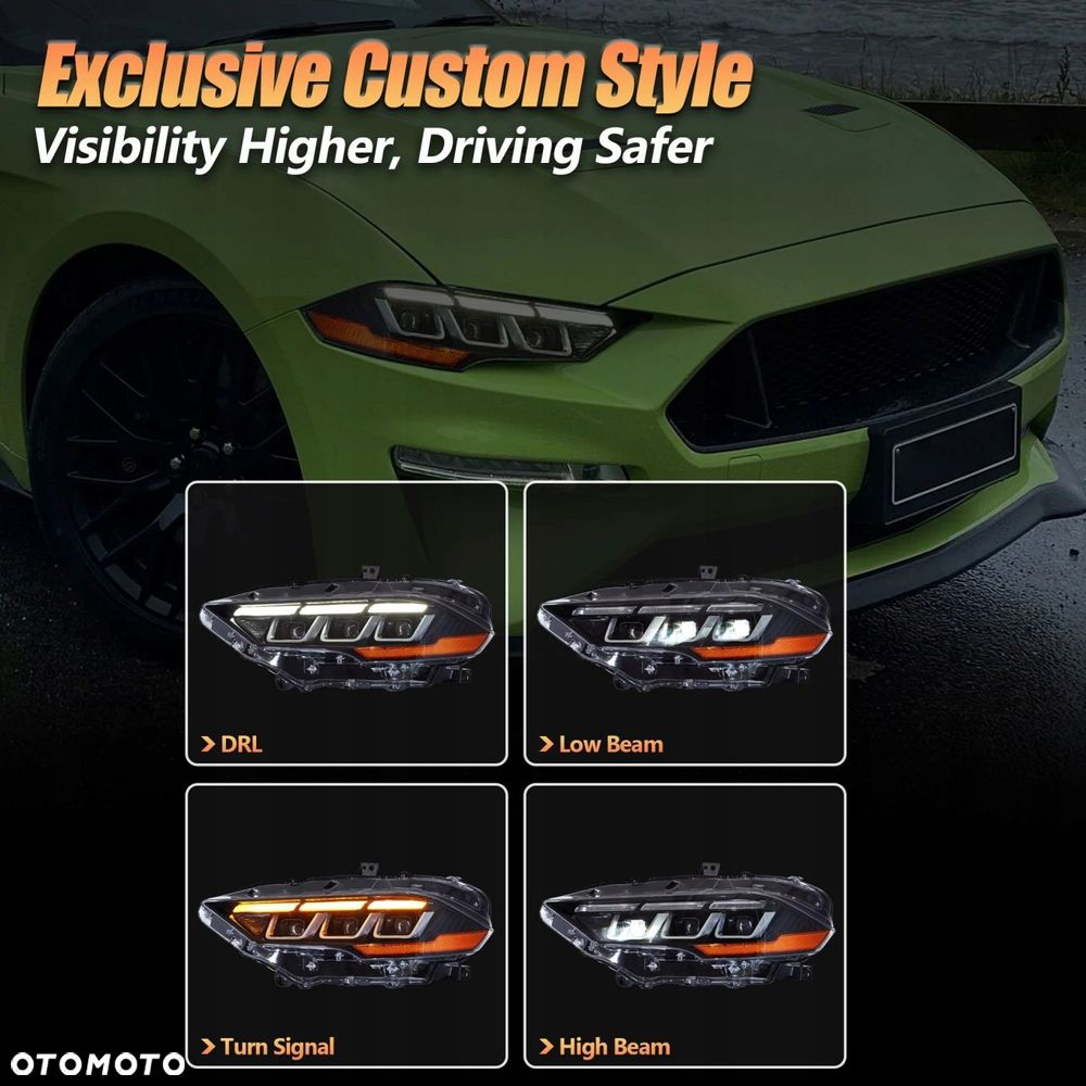 reflektory lampy kpl full led neon tuning new ford mustang vi 6 lift 18-23 - 11