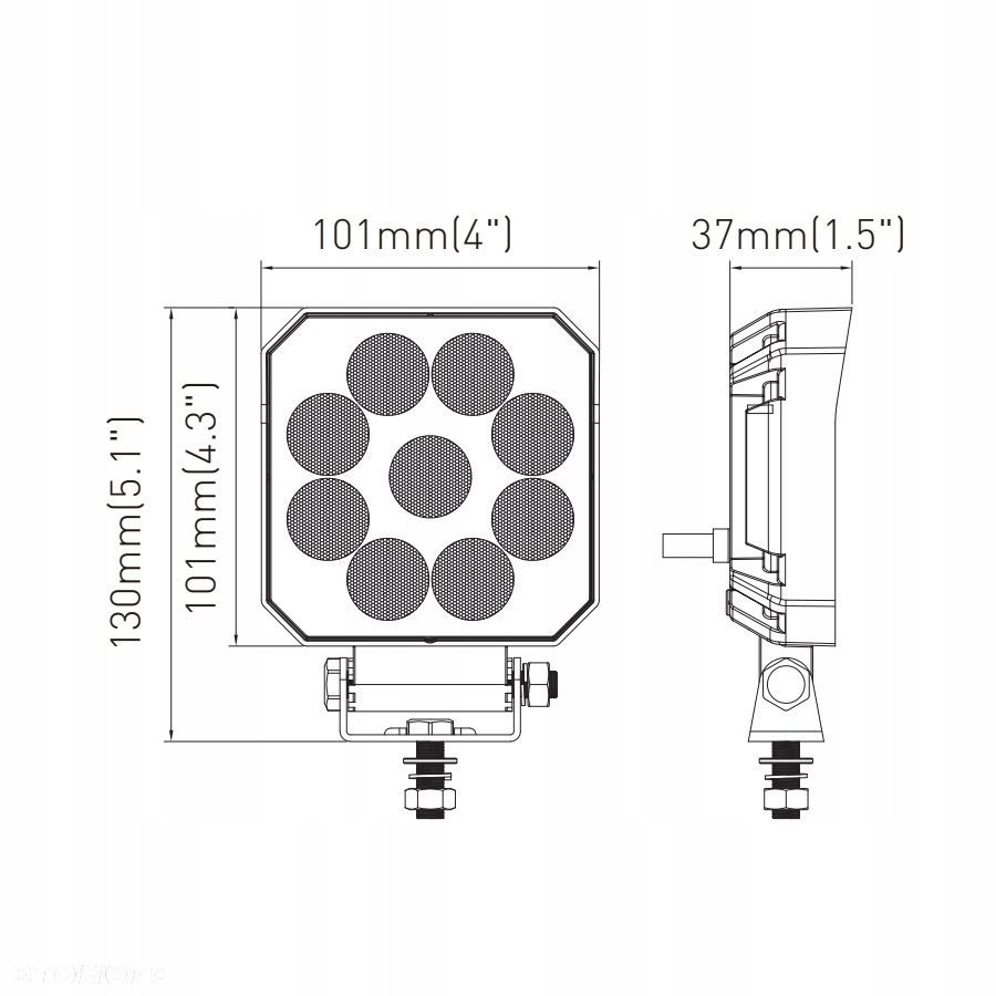 lampa robocza led 9xled kwadratowa plus do pojazdów i maszyn - 6