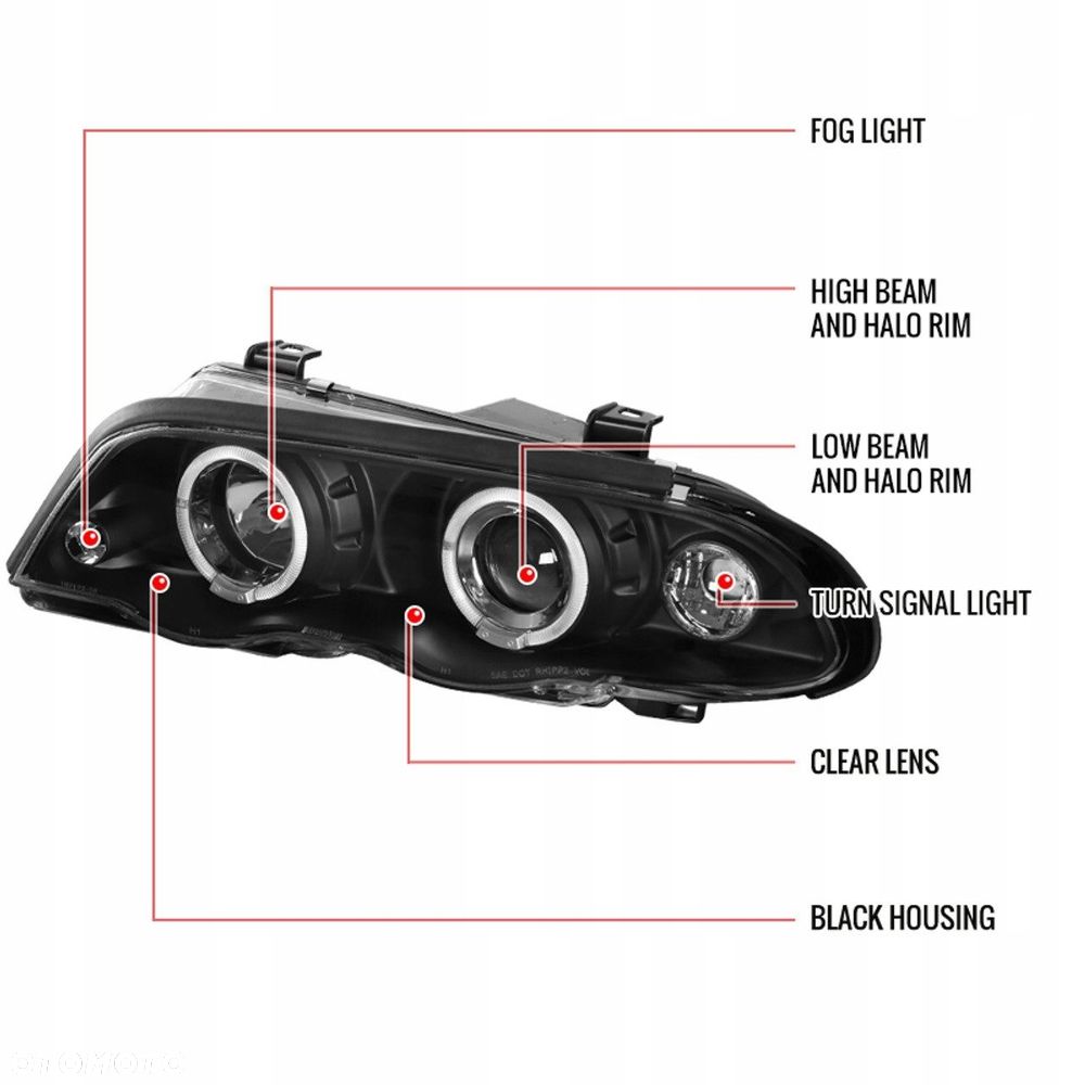 Reflektor Lampa migacz kpl Clear Led Czarne Soczewkowe Bmw 3 E46 1998-2001 - 8