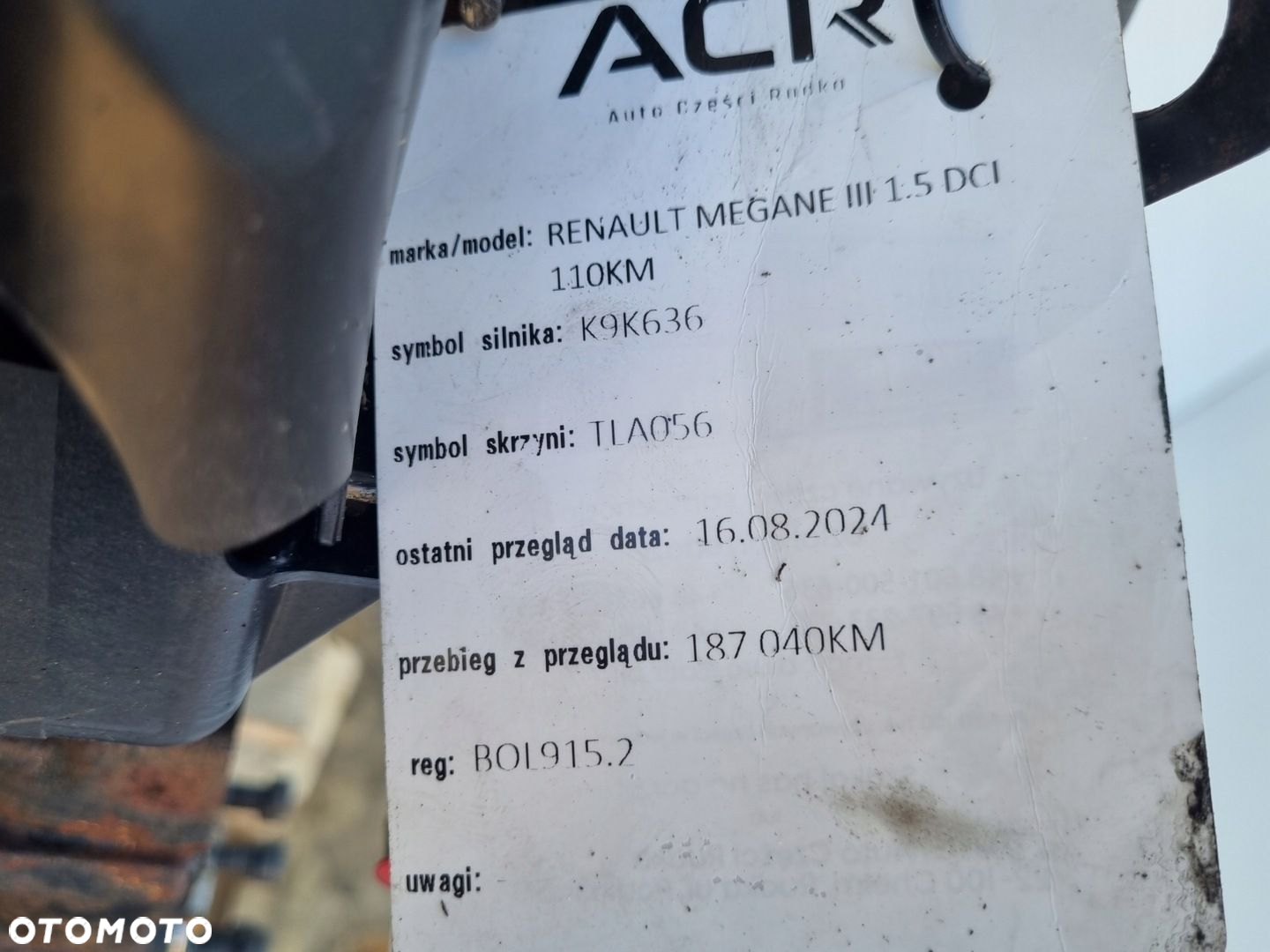 SILNIK KOMPL Renault Megane III 1.5 DCI 110KM udokumentowane 187tyś K9K636 - 12