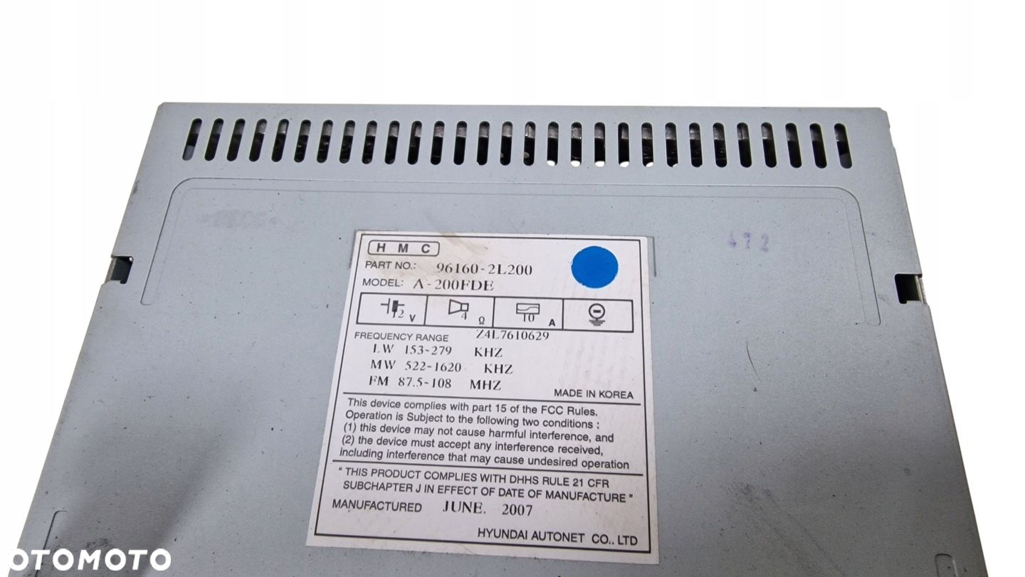 HYUNDAI I30 1 RADIO CD MP3 ORG. 96160-2L200 - 3