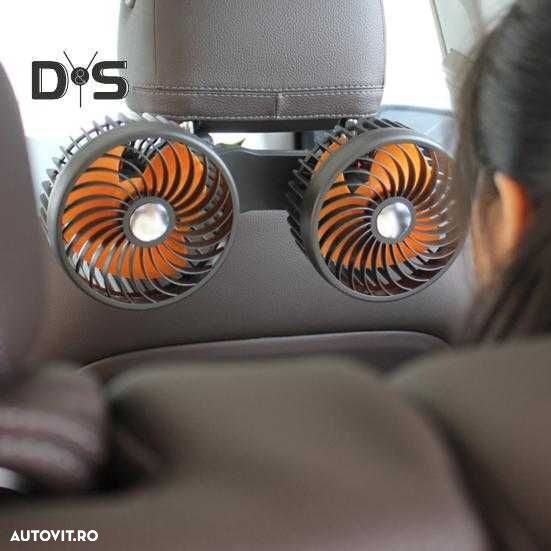 Ventilator auto,birou,etc dublu cu functie de RACIRE prin USB  12-220V - 3