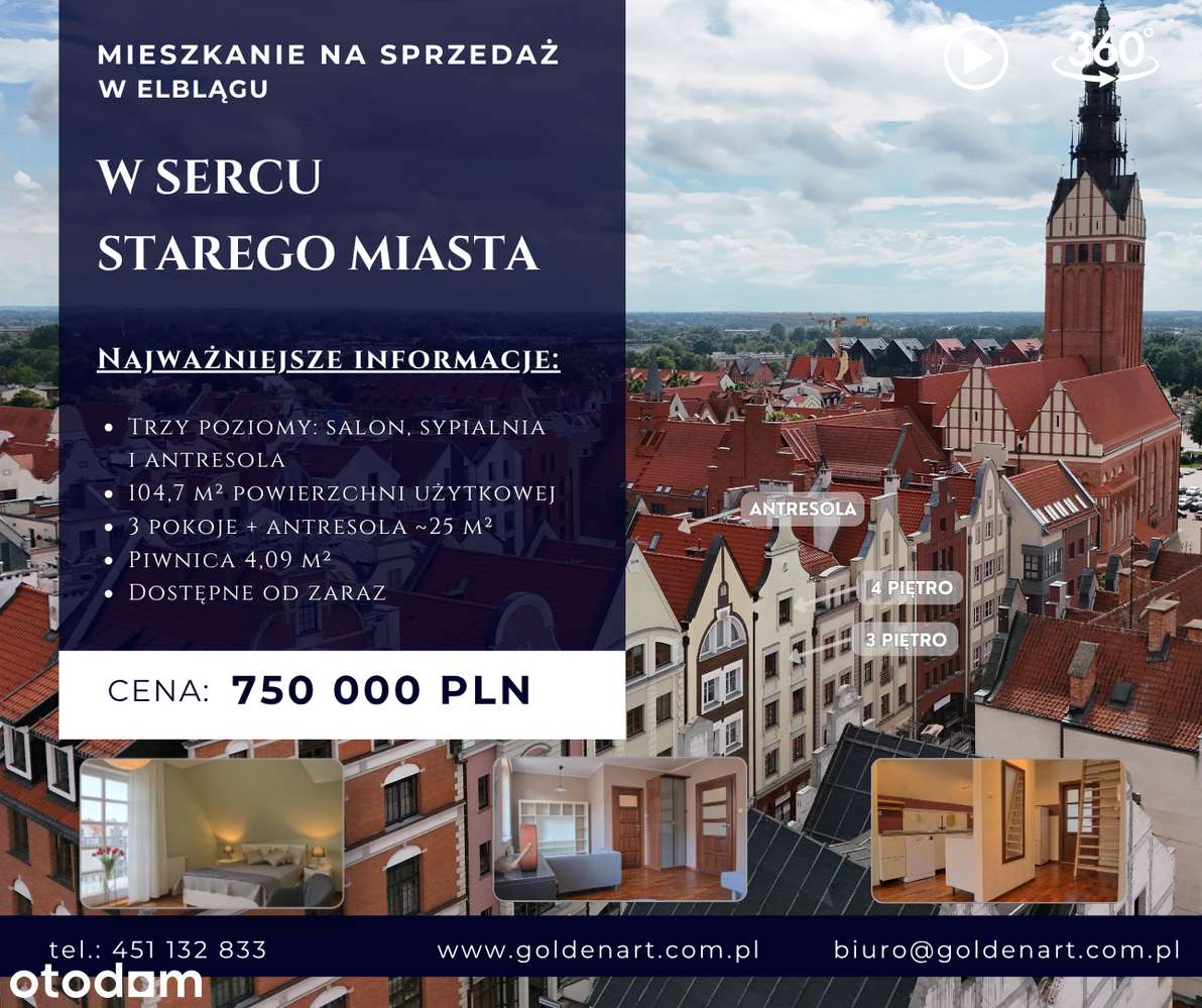Mieszkanie na Starym Mieście | 104,7 m² + taras + ok. 25 m² antresoli