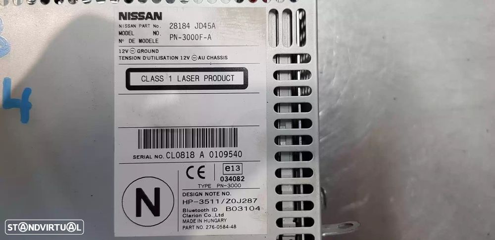 SISTEMA AUDIO / RADIO CD NISSAN QASHQAI / QASHQAI +2 I 2010 -28184JD45A - 4