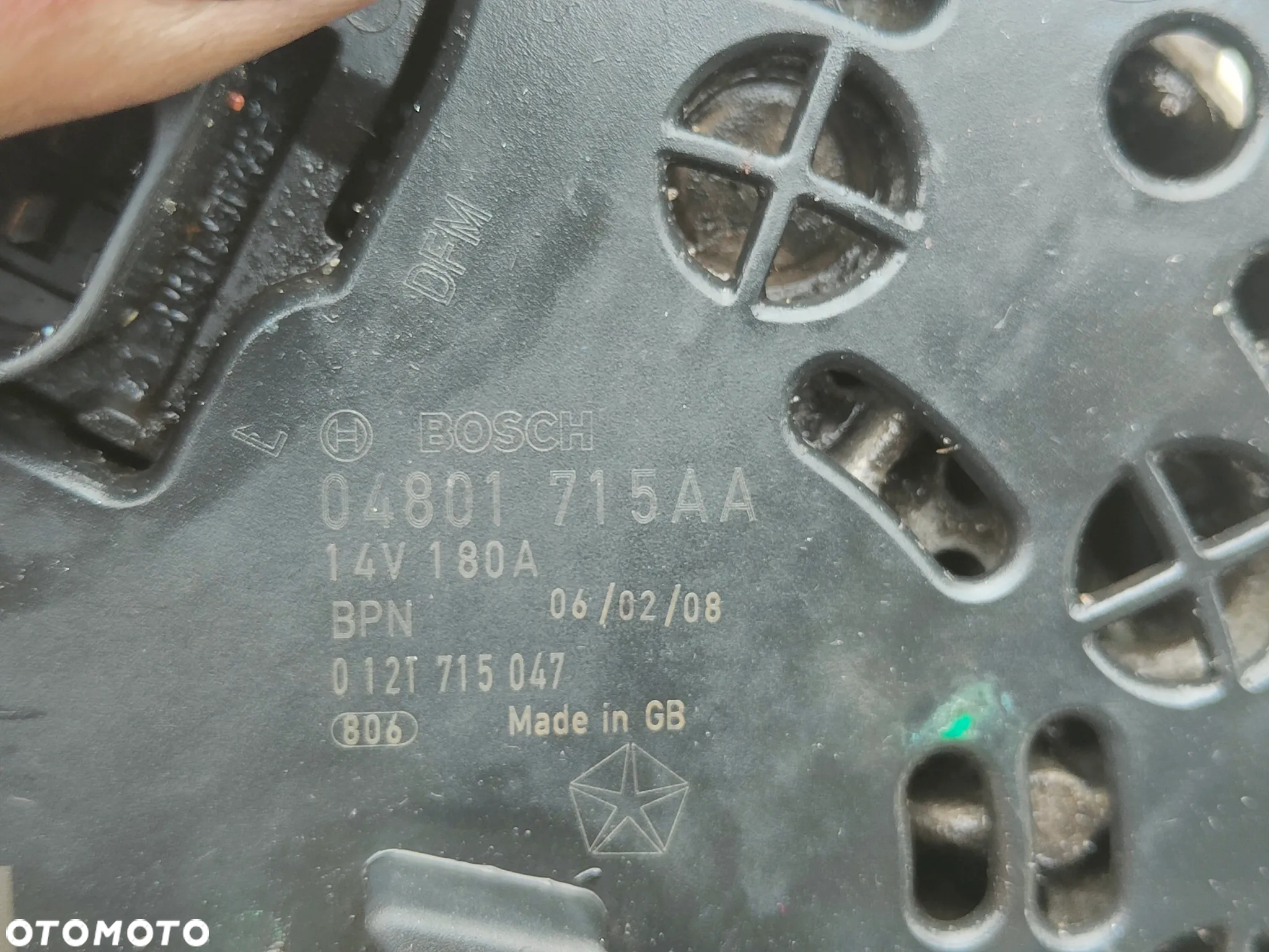 DODGE Journey 2.0 CRD BWD Alternator BOSCH 180A 04801715AA - 3