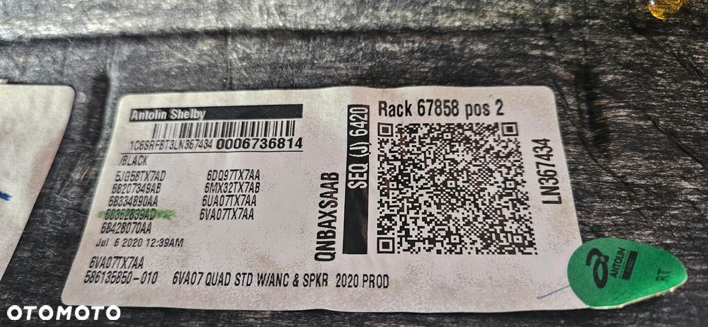 RAM 1500 V 5 2019- Big Horn KRÓTKI KRÓTKIE DRZWI QUAD CAB 1,5 Podsufitka Czarny sufit Airbag Kurtyna lewa  P68311113AH - 16
