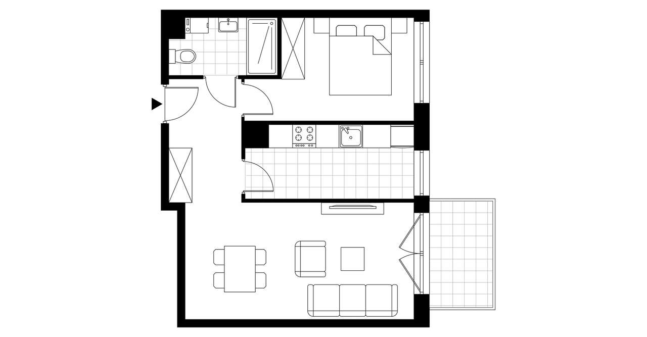 2-pokojowe mieszkanie 45m2 + balkon - Pełny obrazek: 3/10