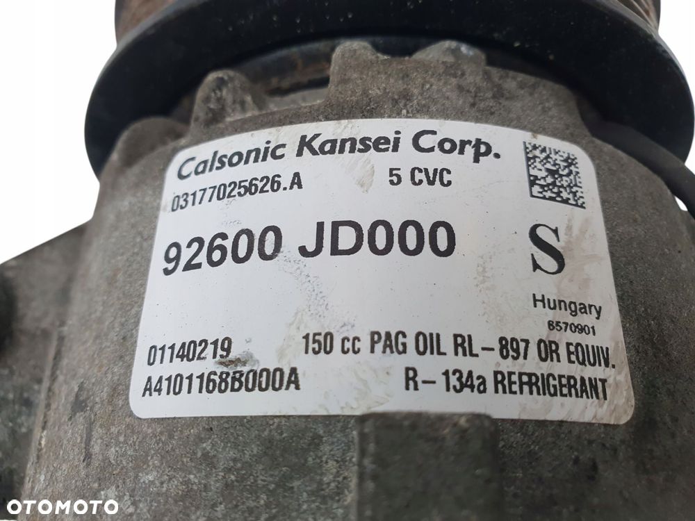 SPRĘŻARKA KLIMATYZACJI Nissan Qashqai 1.6 16v 92600 JD00 01140219 - 7