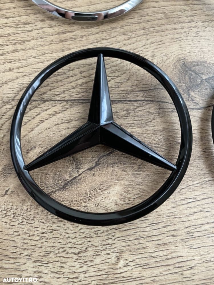Emblema Semn Compatibil Mercedes C CLA E GLC Crom Negru Mat Lucios - 6