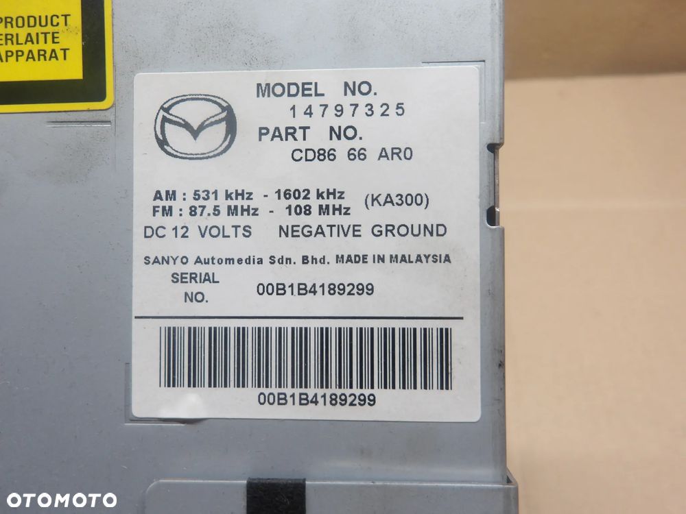 MAZDA 5 LIFT 5D 05-10 2.0D RADIOODTWARZACZ 14797325 - 9