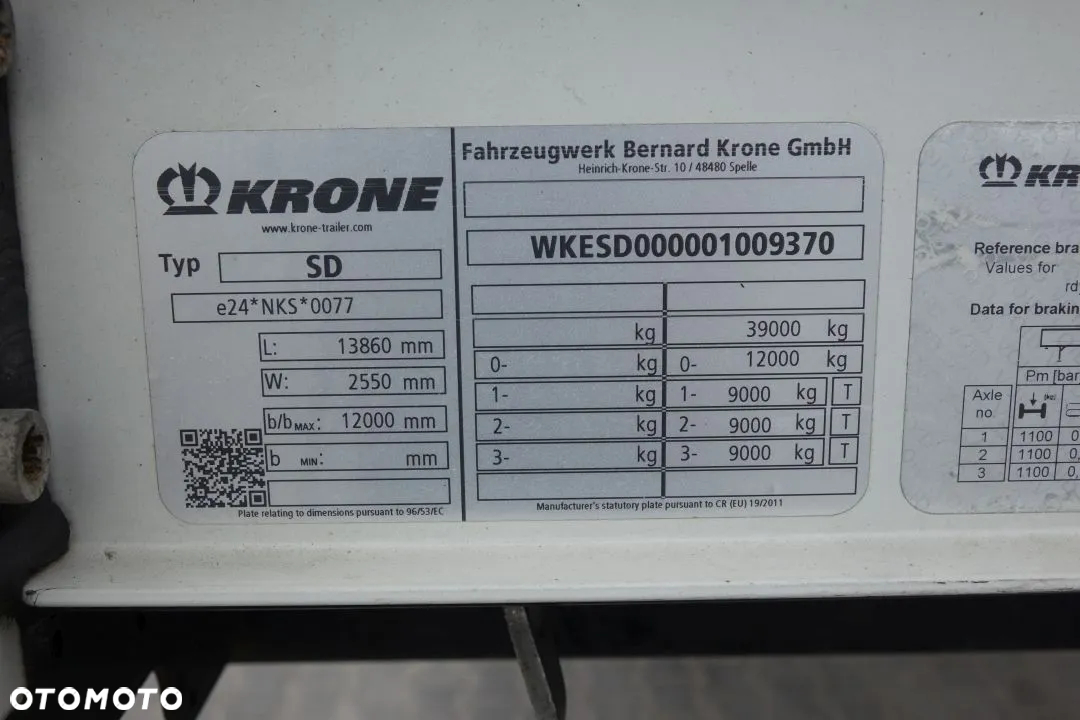 Krone FIRANKA / STANDARD / DWIE OSIE PODNOSZONE / KOSZ I KOŁO ZAPASOWE / WZMACNIANE PLANDEKI / OSIE KRONE - 30
