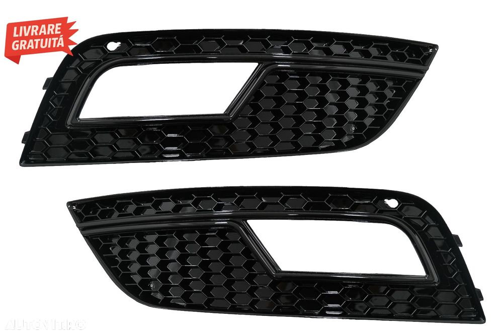 Grile Proiector Audi A4 B8 facelift (2012-2015) RS4 Design Negru Lucios- livrare gratuita - 2