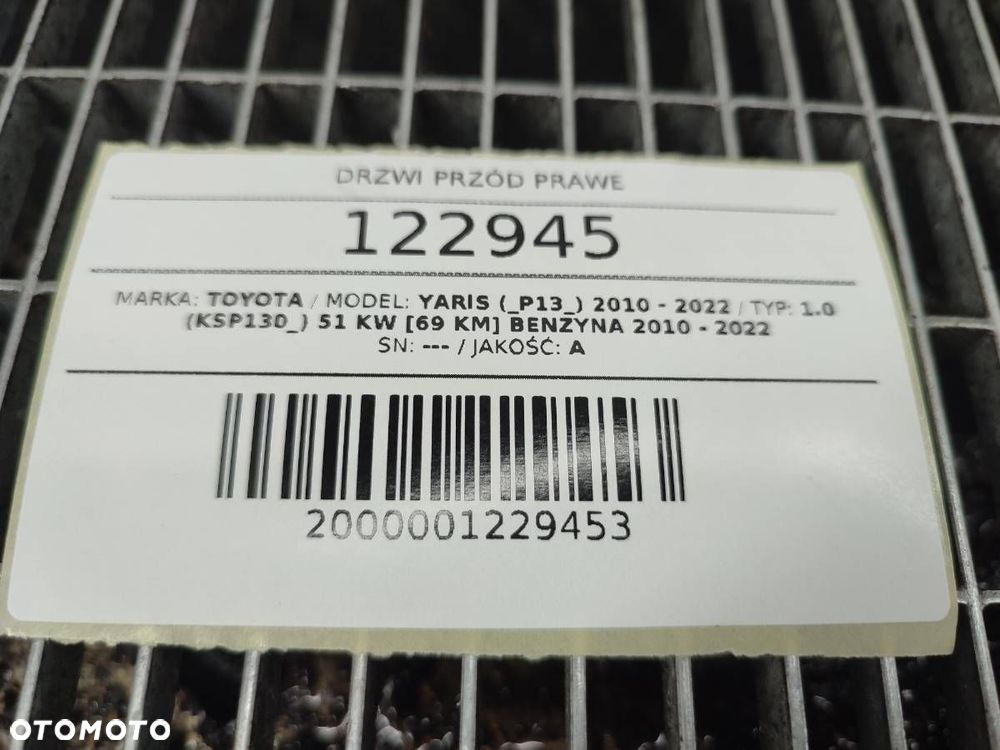 DRZWI PRZÓD PRZEDNIE PRAWE KOMPLRTNR TOYOTS YSRIS III 5D - 10