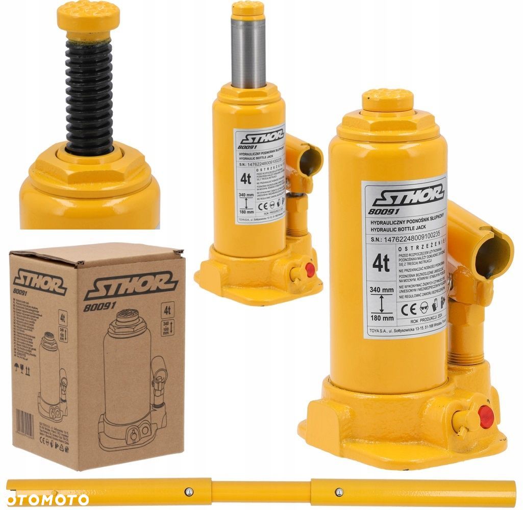 PODNOŚNIK HYDRAULICZNY SŁUPKOWY BUTELKOWY SAMOCHODOWY LEWAREK 4 TONY 80091 - 1