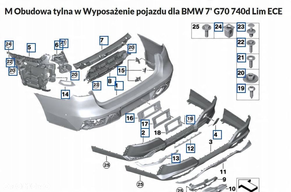 BMW 7 G70 M-PAKIET ŚLIZG ZDERZAKA LEWY TYŁ TYLNY 9464133 - 16