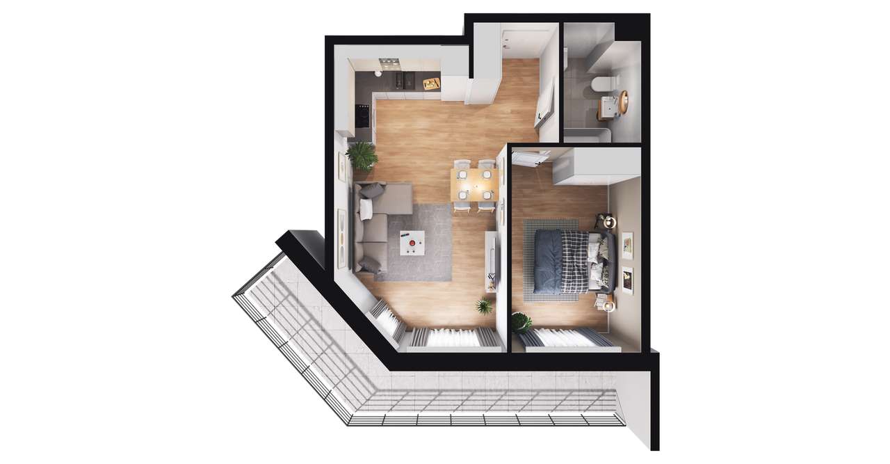 2-pokojowe mieszkanie 44m2 + balkon Bez Prowizji - Pełny obrazek: 2/23