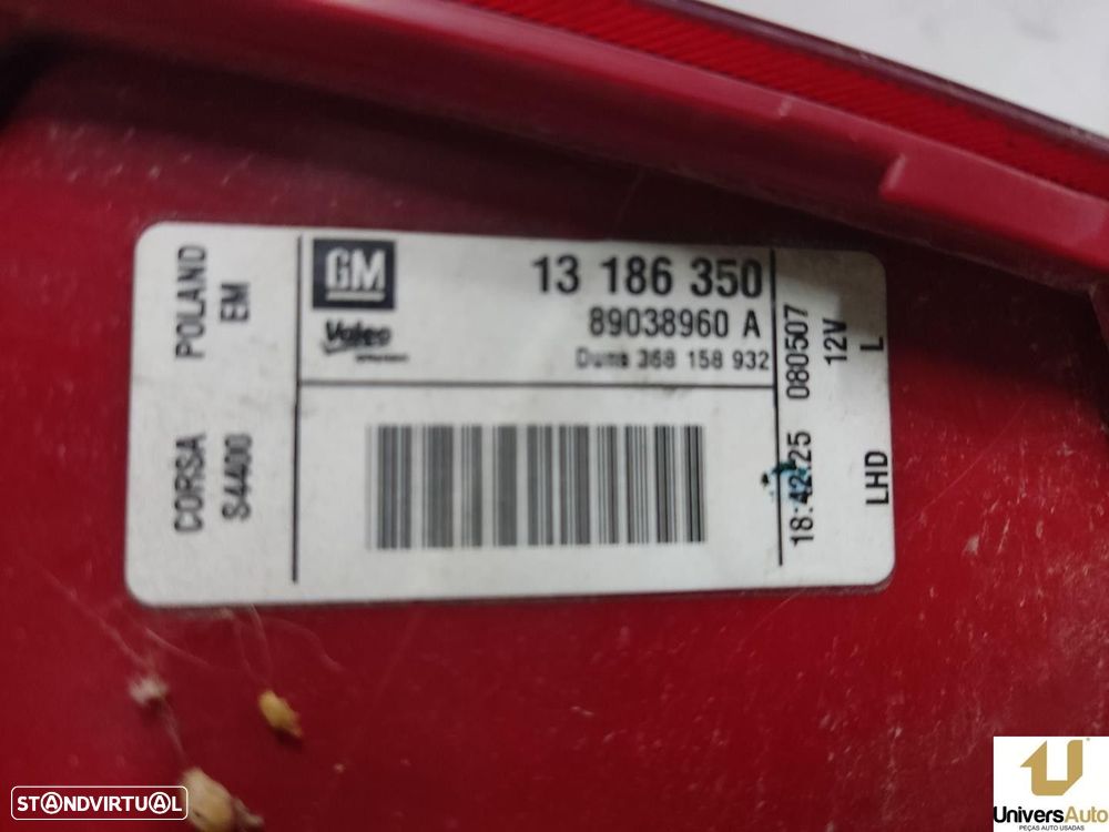 FAROLIM TRASEIRO ESQUERDO OPEL CORSA D 2007 -13186350 - 4